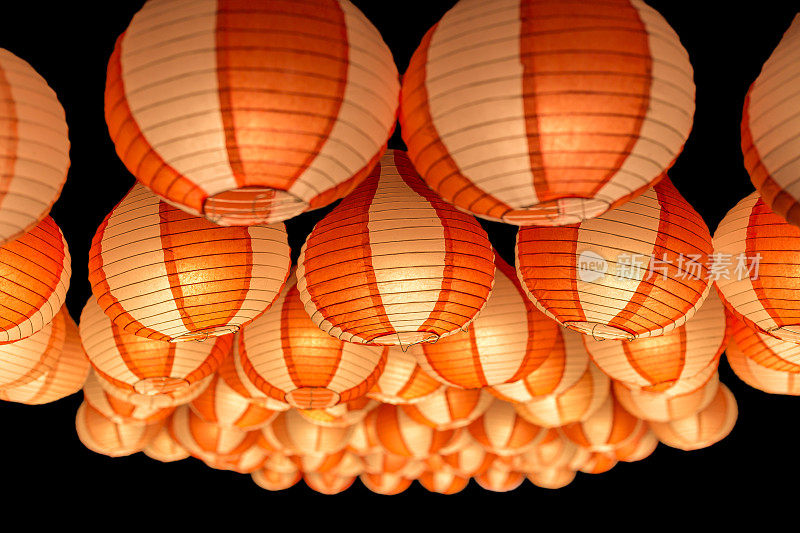 Asian Lamp hang in new year festival at night.